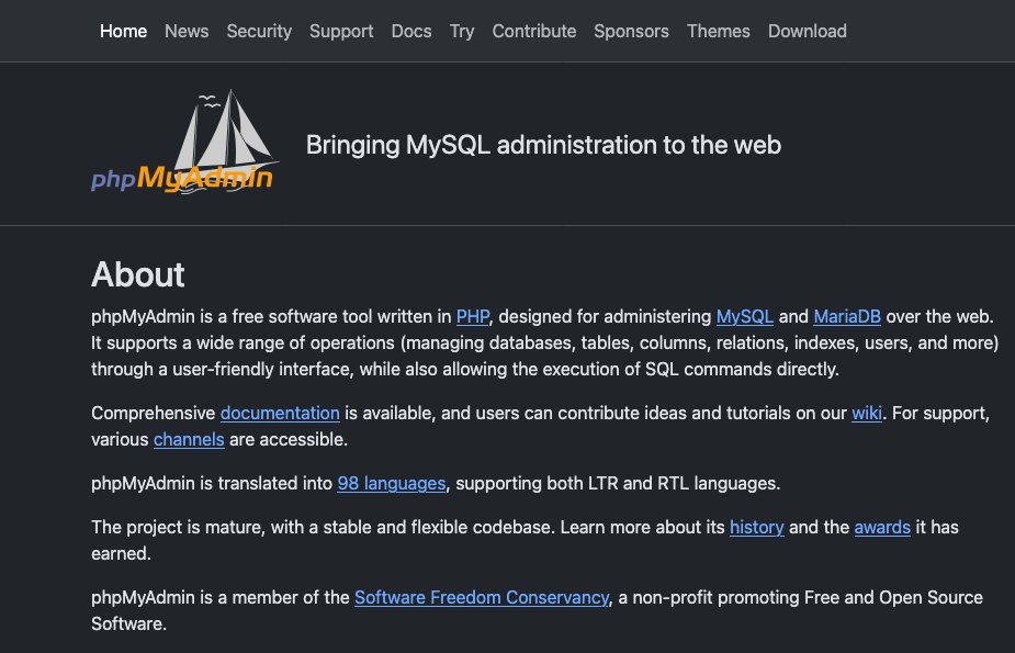 phpMyAdmin公式サイトのトップページ